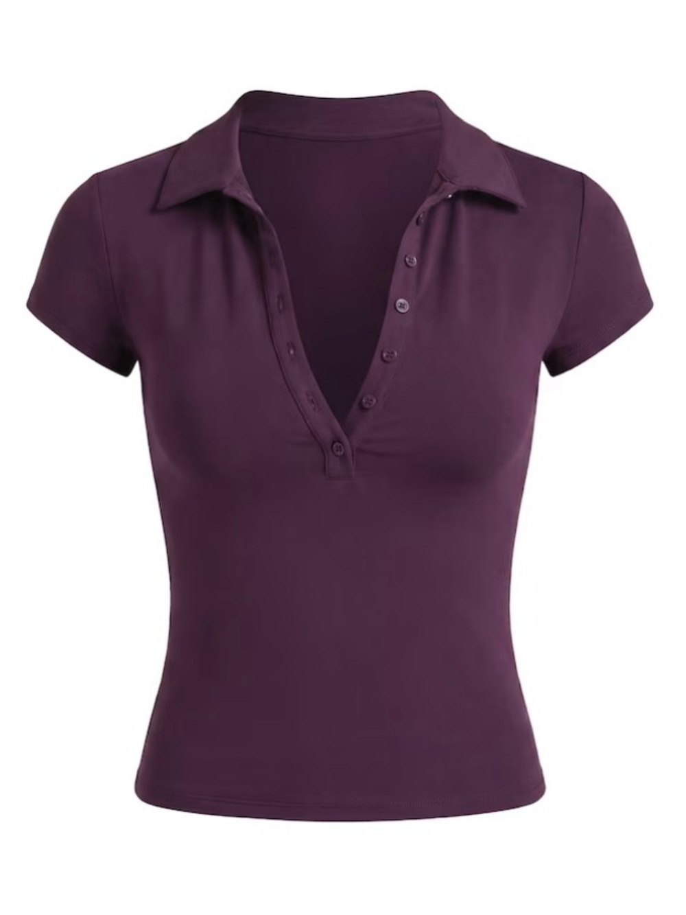 Garage Plum Button-Front Short Sleeve Polo (L)